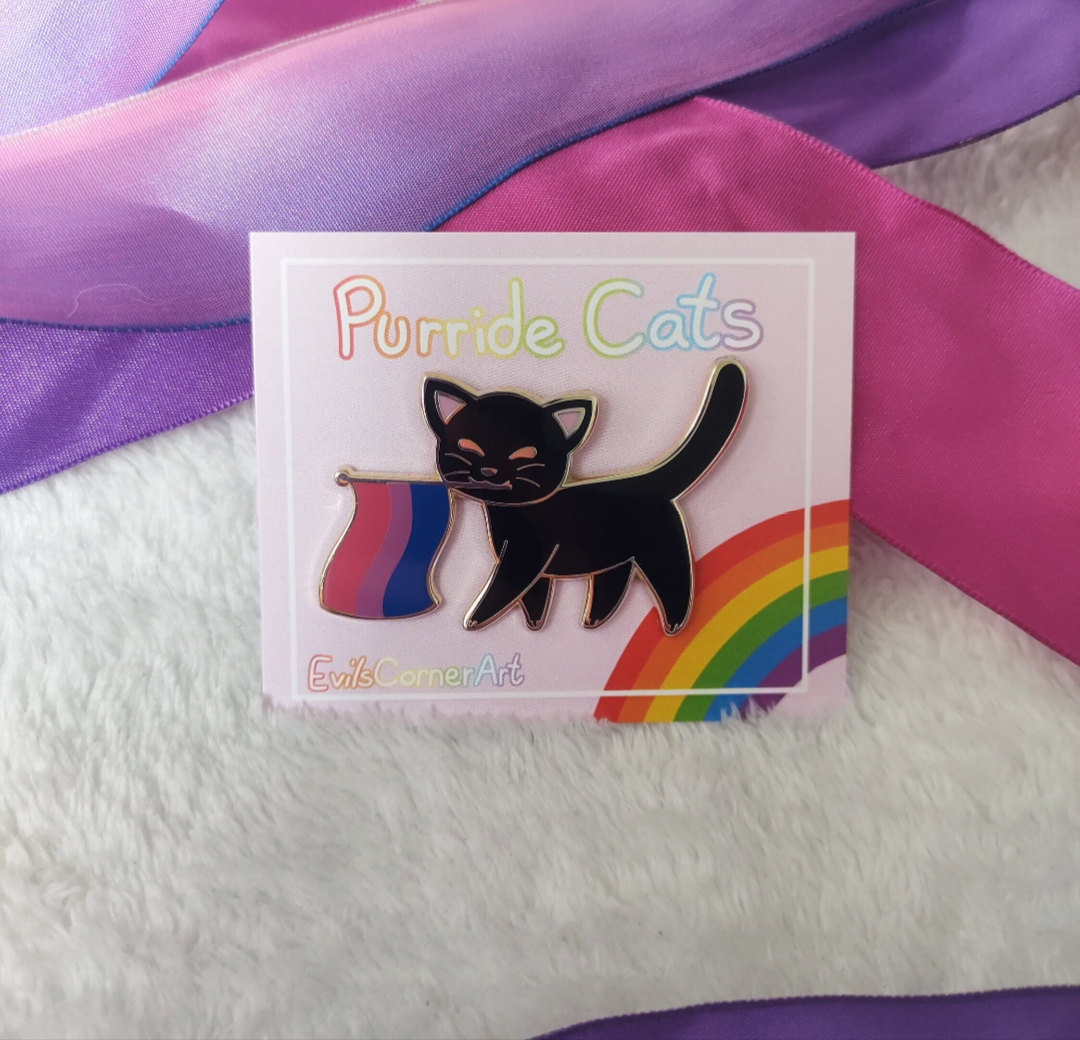 Purride Kitty Bisexual Pride Flag Cat Hard Enamel Pin