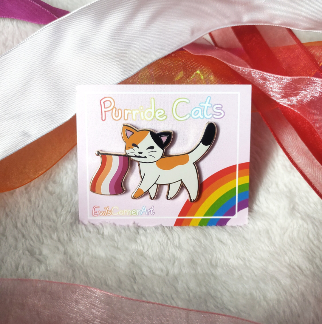 Purride Kitty Lesbian Pride Flag Cat Hard Enamel Pin