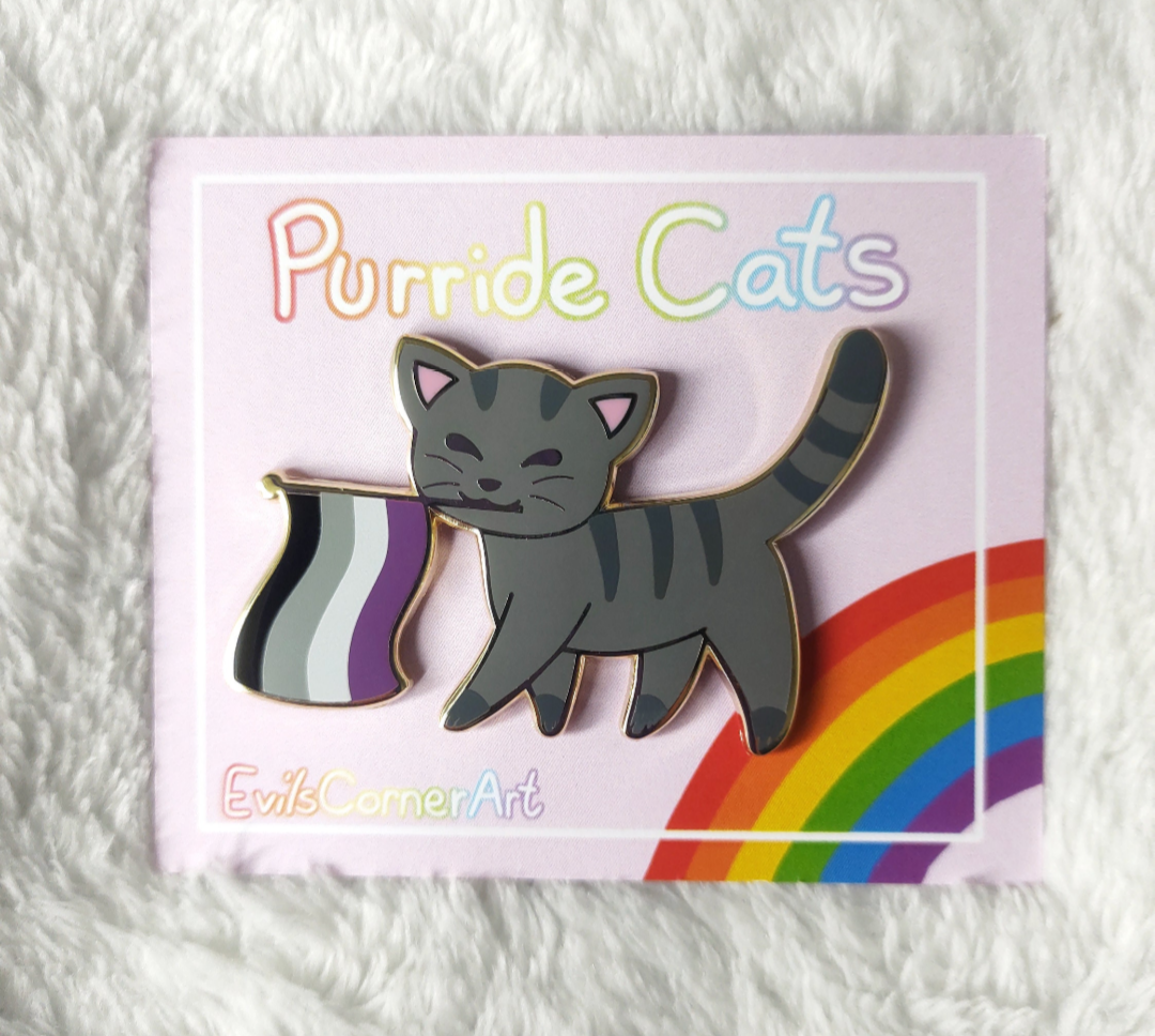 Purride Kitty Asexual Pride Flag Cat Hard Enamel Pin