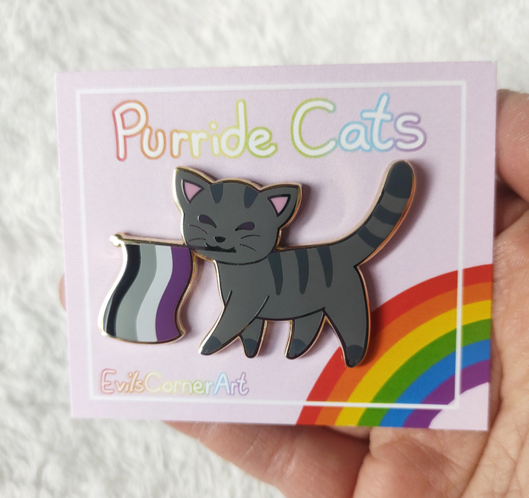 Purride Kitty Asexual Pride Flag Cat Hard Enamel Pin