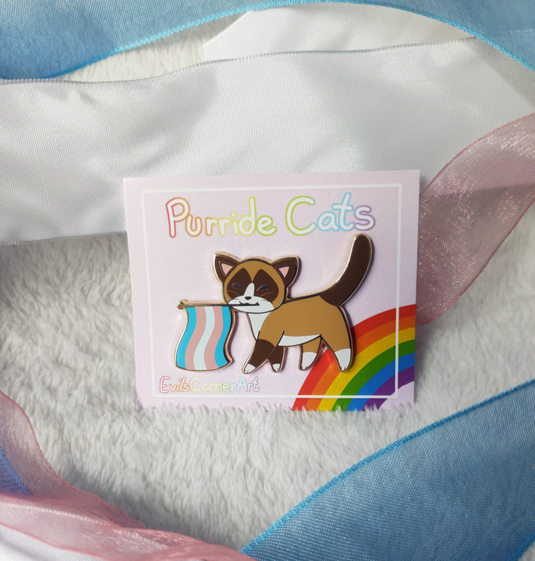 Purride Kitty Transgender Pride Flag Cat Hard Enamel Pin