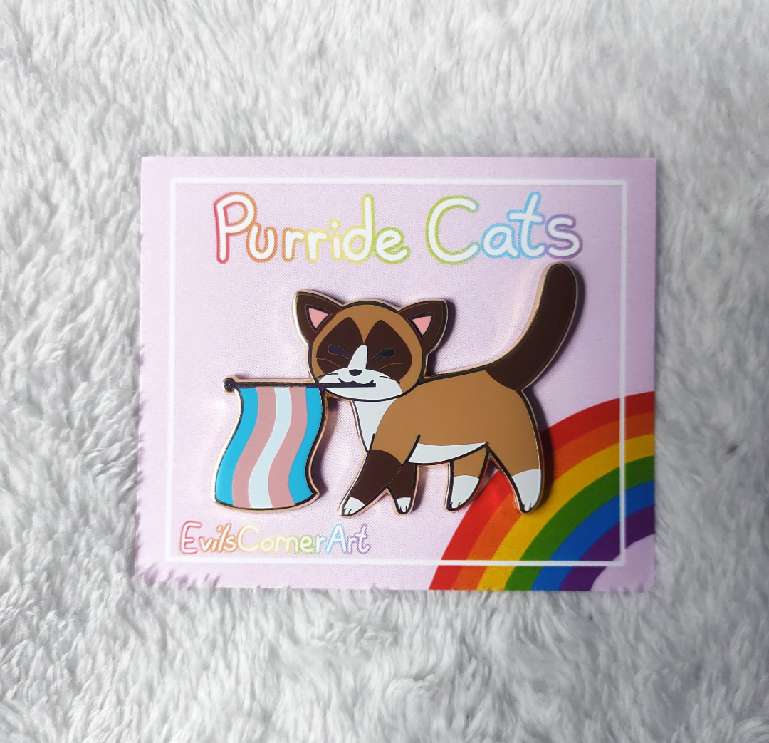 Purride Kitty Transgender Pride Flag Cat Hard Enamel Pin