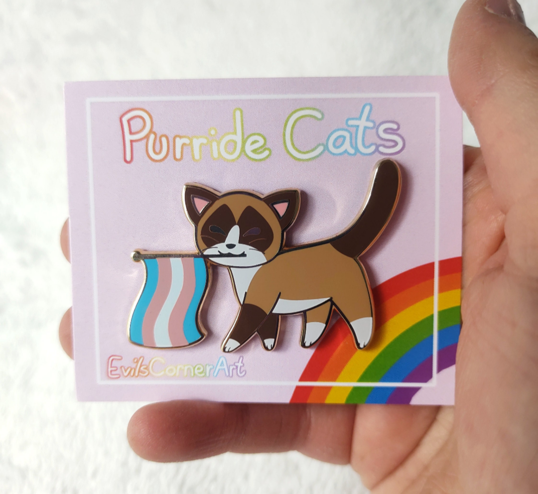 Purride Kitty Transgender Pride Flag Cat Hard Enamel Pin