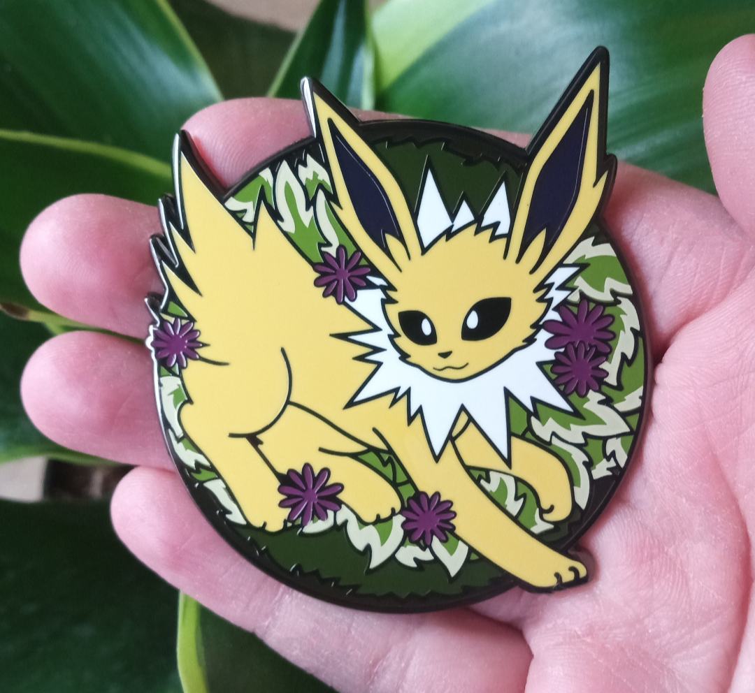 Jolteon Floral Hard Enamel Pin | Eeveelution Lapel Pin