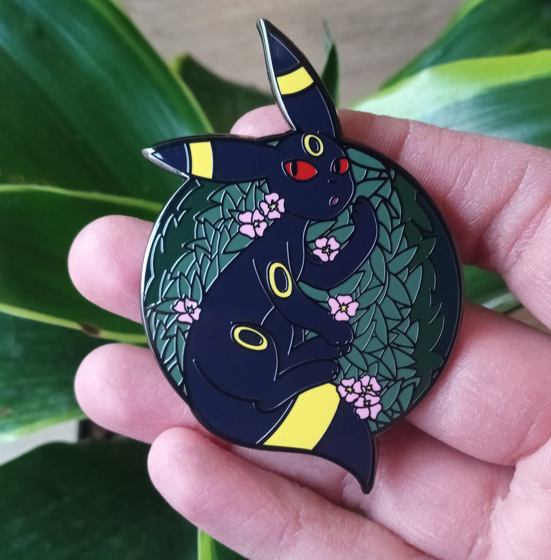 Umbreon Floral Hard Enamel Pin | Eeveelution Lapel Pin