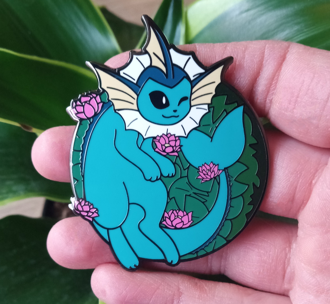 Vaporeon Floral Hard Enamel Pin | Eeveelution Lapel Pin