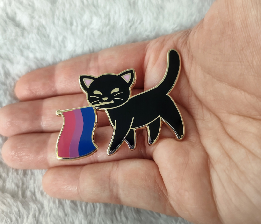 Purride Kitty Bisexual Pride Flag Cat Hard Enamel Pin