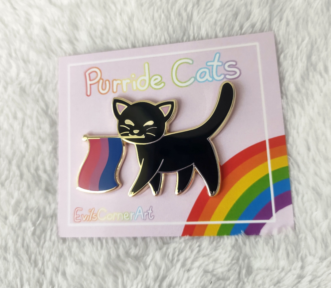 Purride Kitty Bisexual Pride Flag Cat Hard Enamel Pin