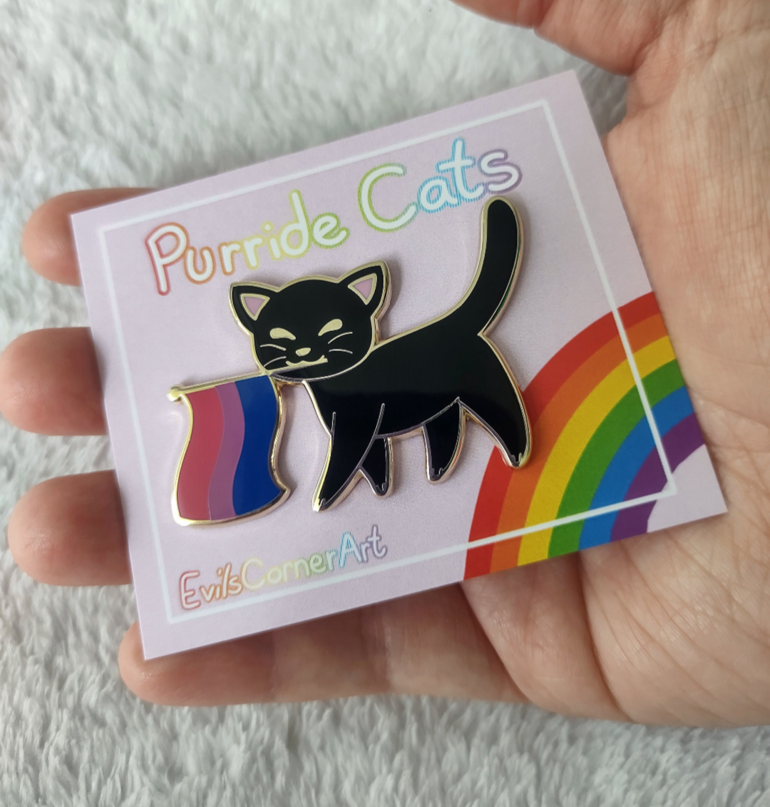 Purride Kitty Bisexual Pride Flag Cat Hard Enamel Pin