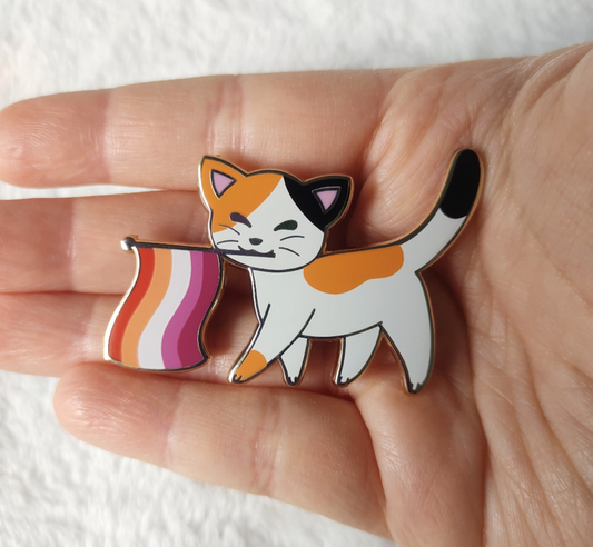 Purride Kitty Lesbian Pride Flag Cat Hard Enamel Pin