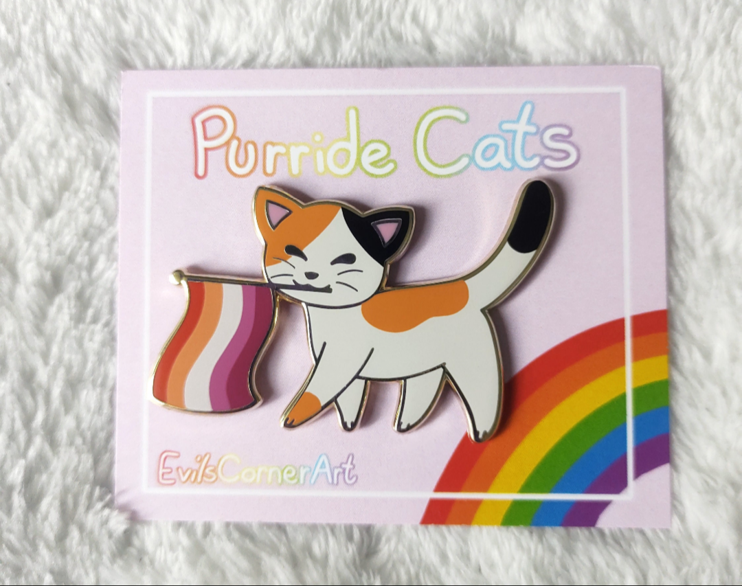 Purride Kitty Lesbian Pride Flag Cat Hard Enamel Pin