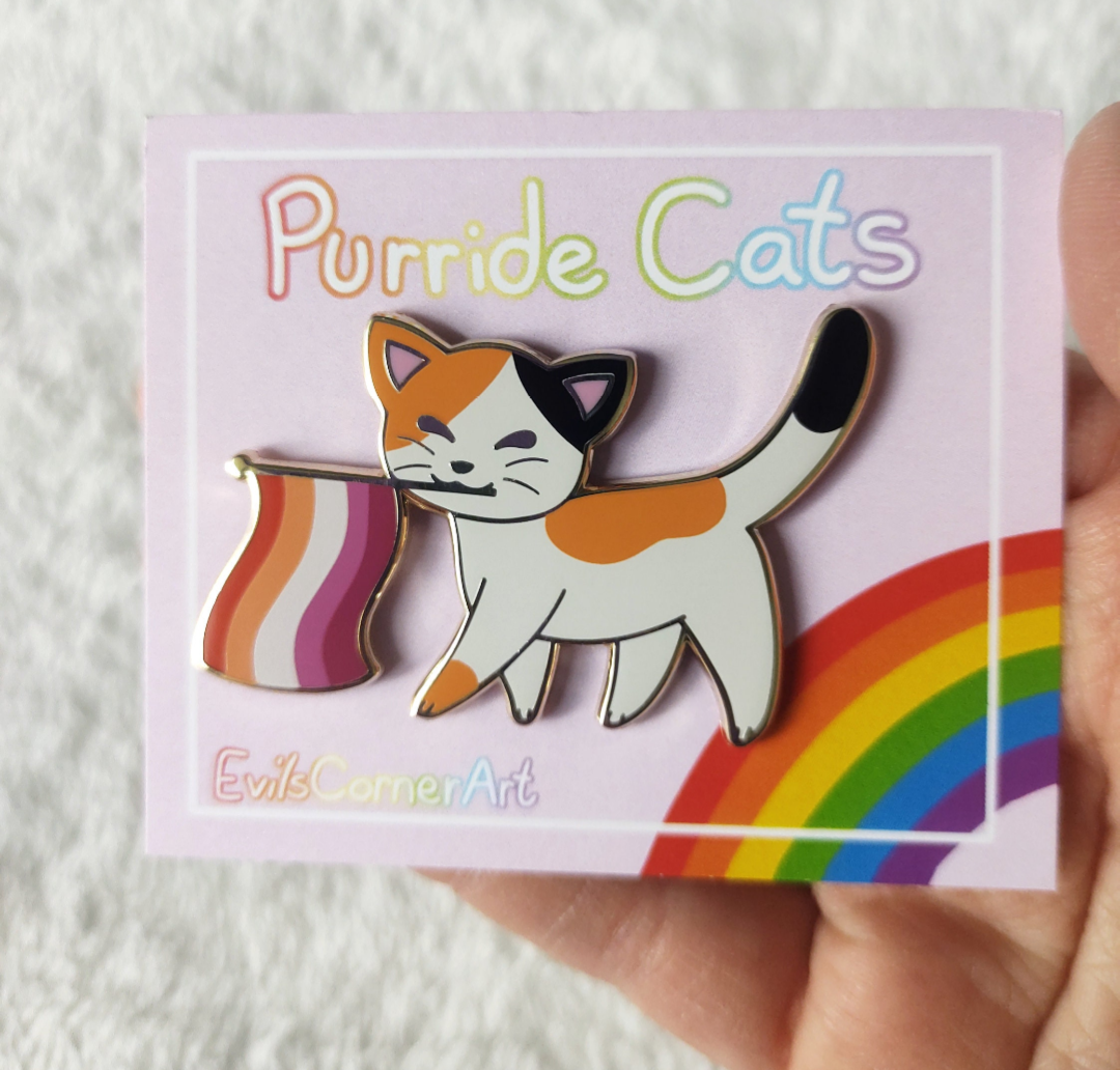 Purride Kitty Lesbian Pride Flag Cat Hard Enamel Pin