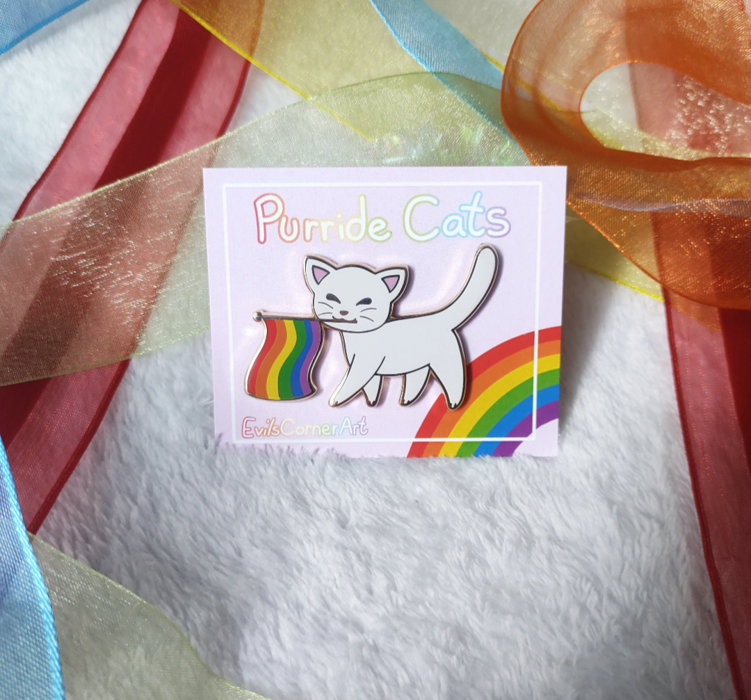 Purride Kitty Gay Pride Flag Cat Hard Enamel Pin