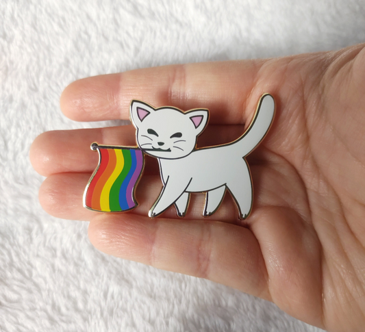 Purride Kitty Gay Pride Flag Cat Hard Enamel Pin