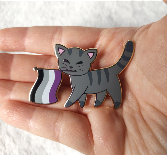 Purride Kitty Asexual Pride Flag Cat Hard Enamel Pin