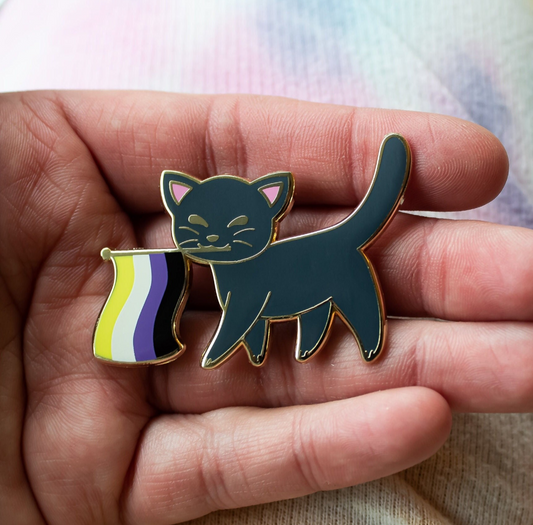 Purride Kitty Nonbinary Pride Flag Cat Hard Enamel Pin