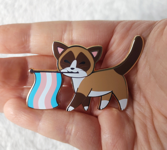 Purride Kitty Transgender Pride Flag Cat Hard Enamel Pin