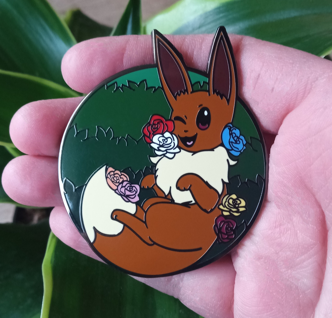 Eevee Floral Hard Enamel Pin | Eeveelution Lapel Pin