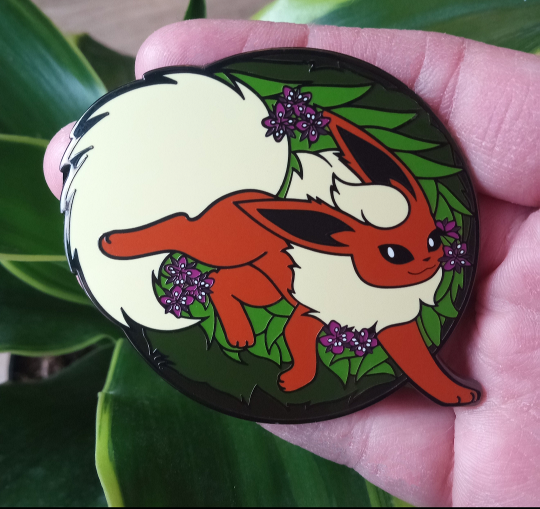 Flareon Floral Hard Enamel Pin | Eeveelution Lapel Pin