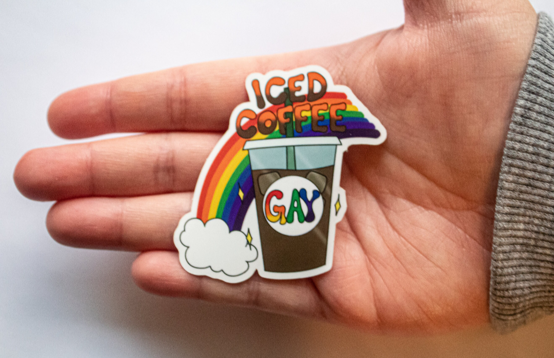 Gay Iced Coffee Shiny Vinyl Sticker