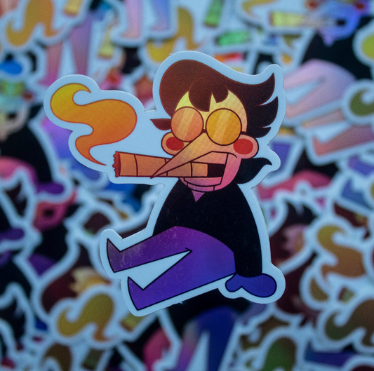 Spamton G. Spamton Smokin' a Fat Doinker Holographic Glossy Sticker