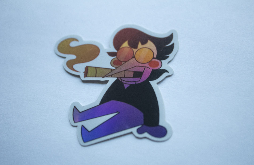 Spamton G. Spamton Smokin' a Fat Doinker Holographic Glossy Sticker